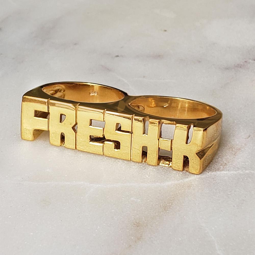 Initial Ring Custom - Bague avec nom personnalisé, Double doigt,
