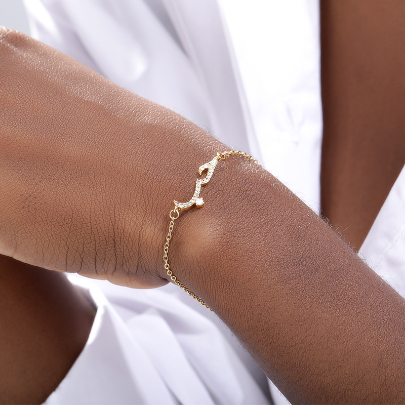 Initial Ring Custom - Bracelet de religion arabe avec pierre,