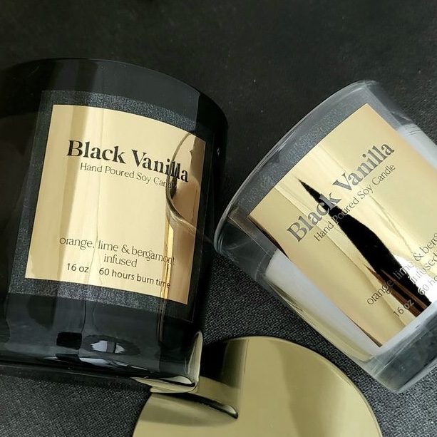 Personalised Candle Label - Autocollant personnalisé brillant or argent pour