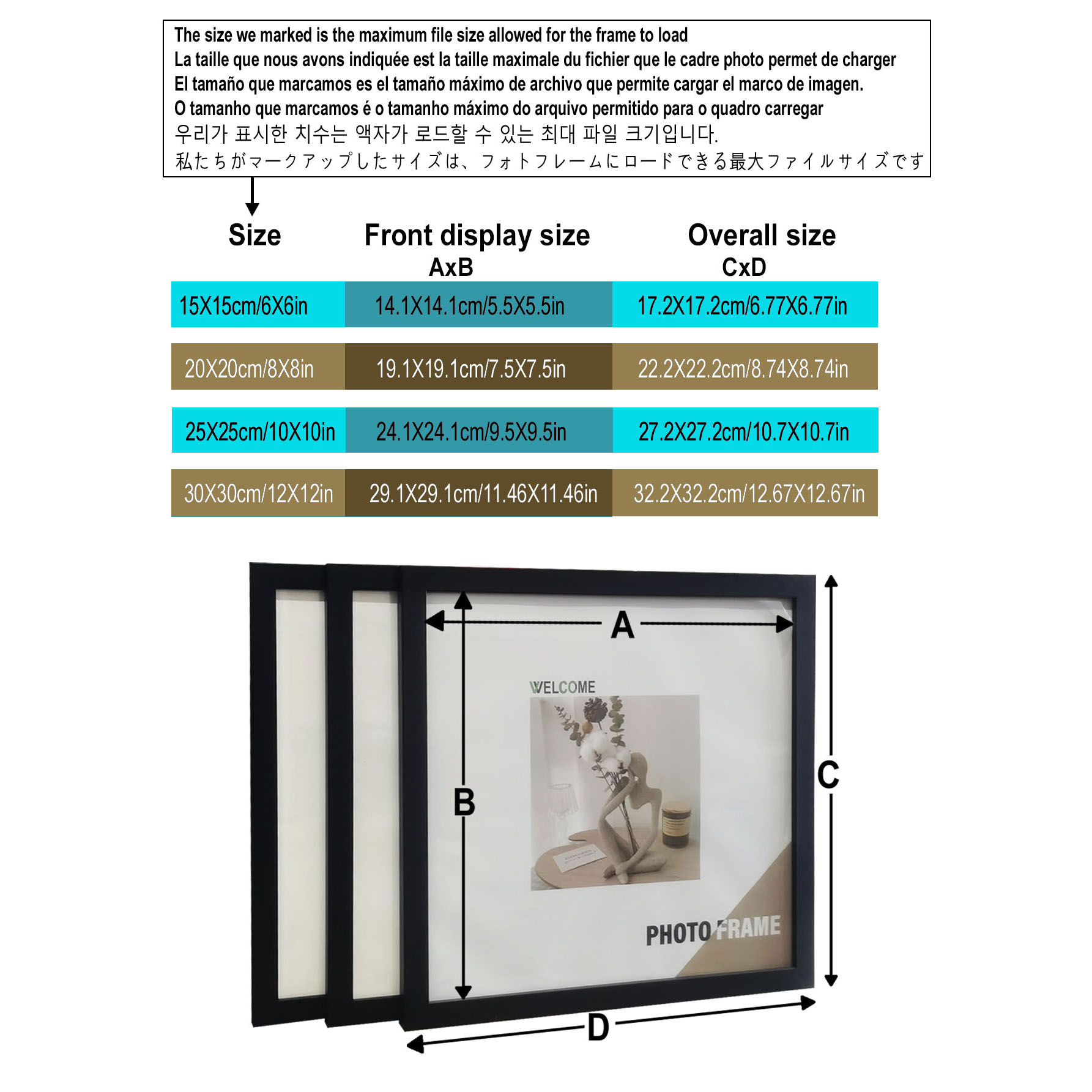 Cadres Photo carrés en bois, 3 - Engraved Wood Frame avis et prix