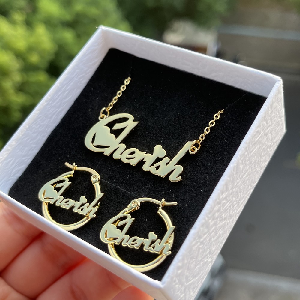 DUOYING-Ensemble de bijoux de  - Name Necklace Custom avis et prix