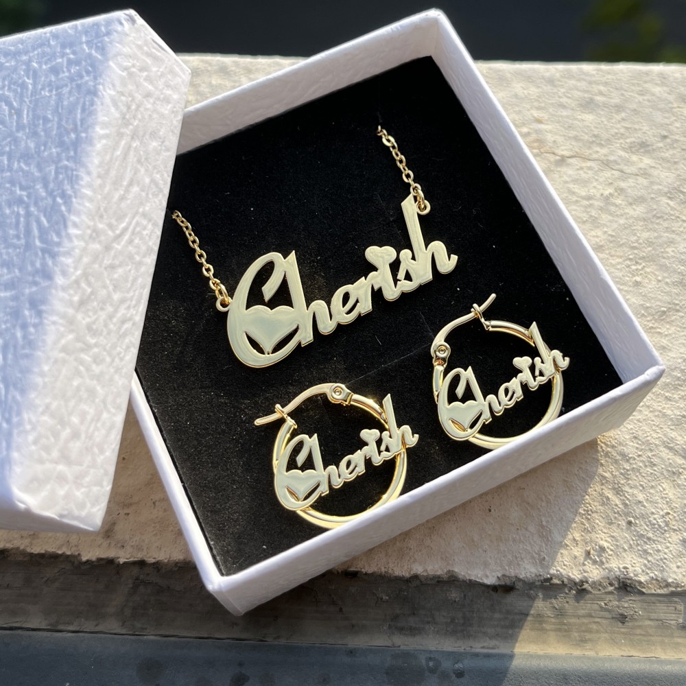 DUOYING-Ensemble de bijoux de  - Name Necklace Custom avis et prix
