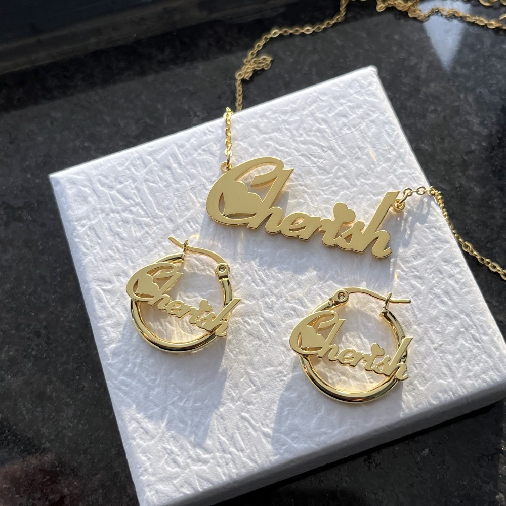 DUOYING-Ensemble de bijoux de  - Name Necklace Custom avis et prix
