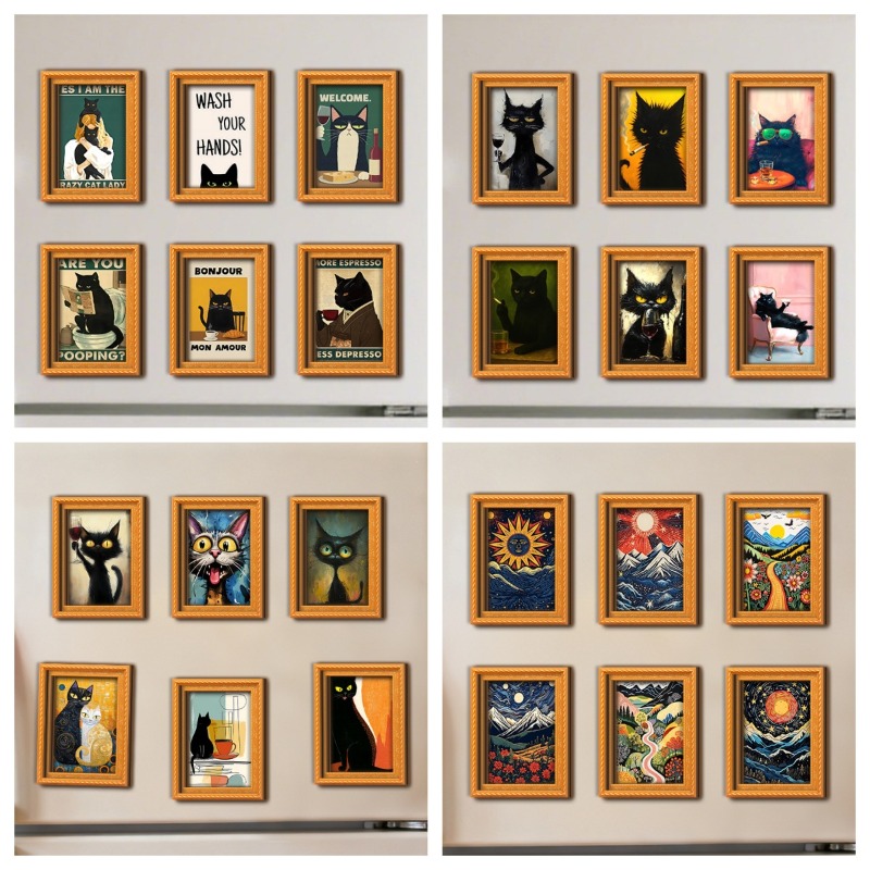 Lot de 6 aimants de réfrigérat - Engraved Wood Frame avis et prix