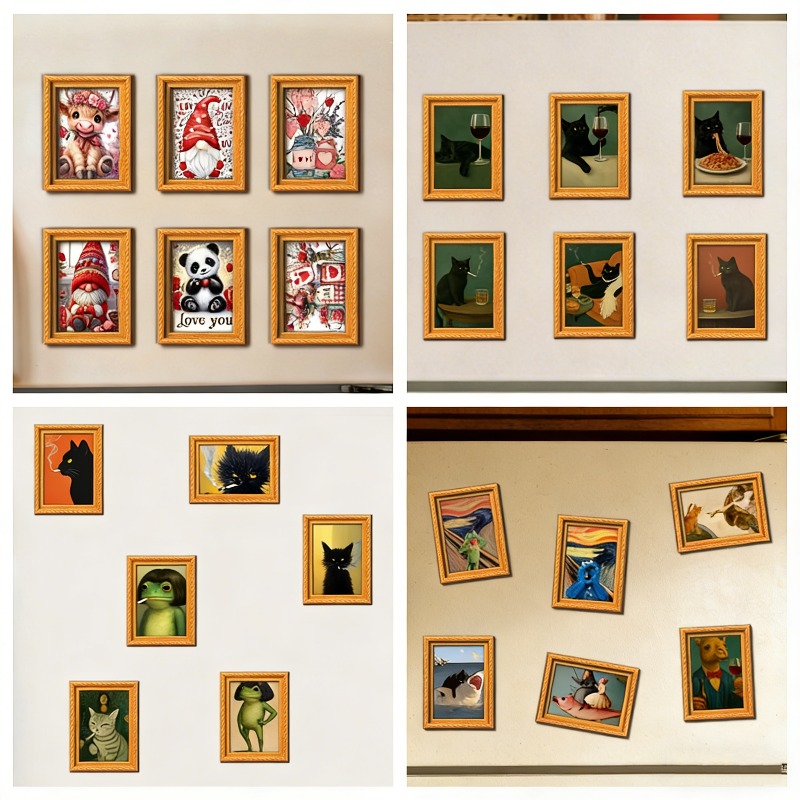Lot de 6 aimants de réfrigérat - Engraved Wood Frame avis et prix