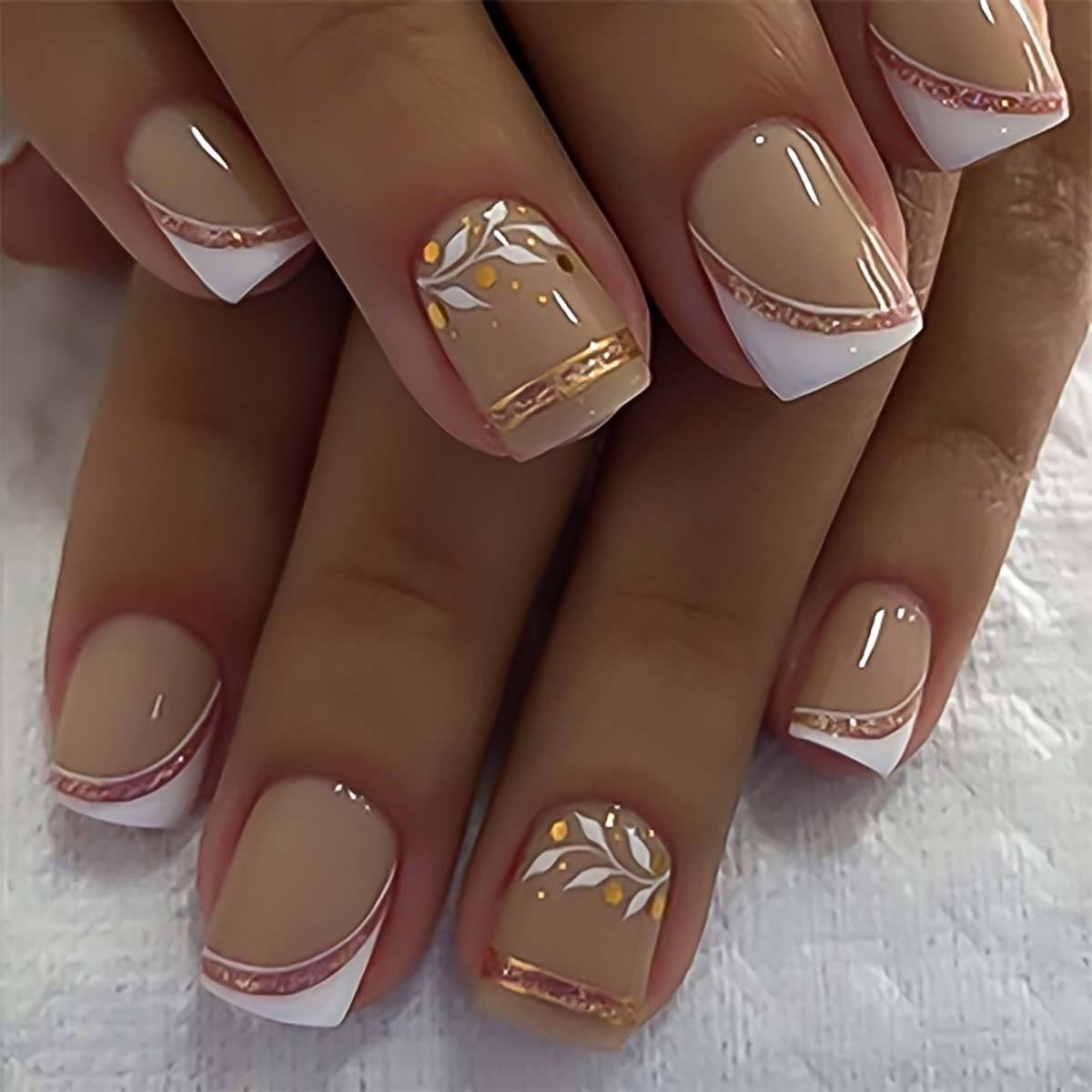 Faux ongles carrés courts, fle - Pressed Flower Art avis et prix