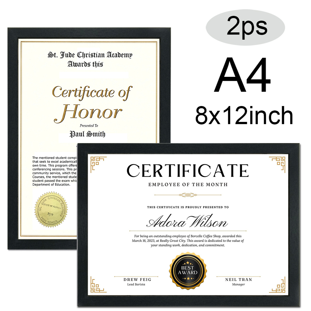 Lot de 2 cadres photo noirs en - Engraved Wood Frame avis et prix