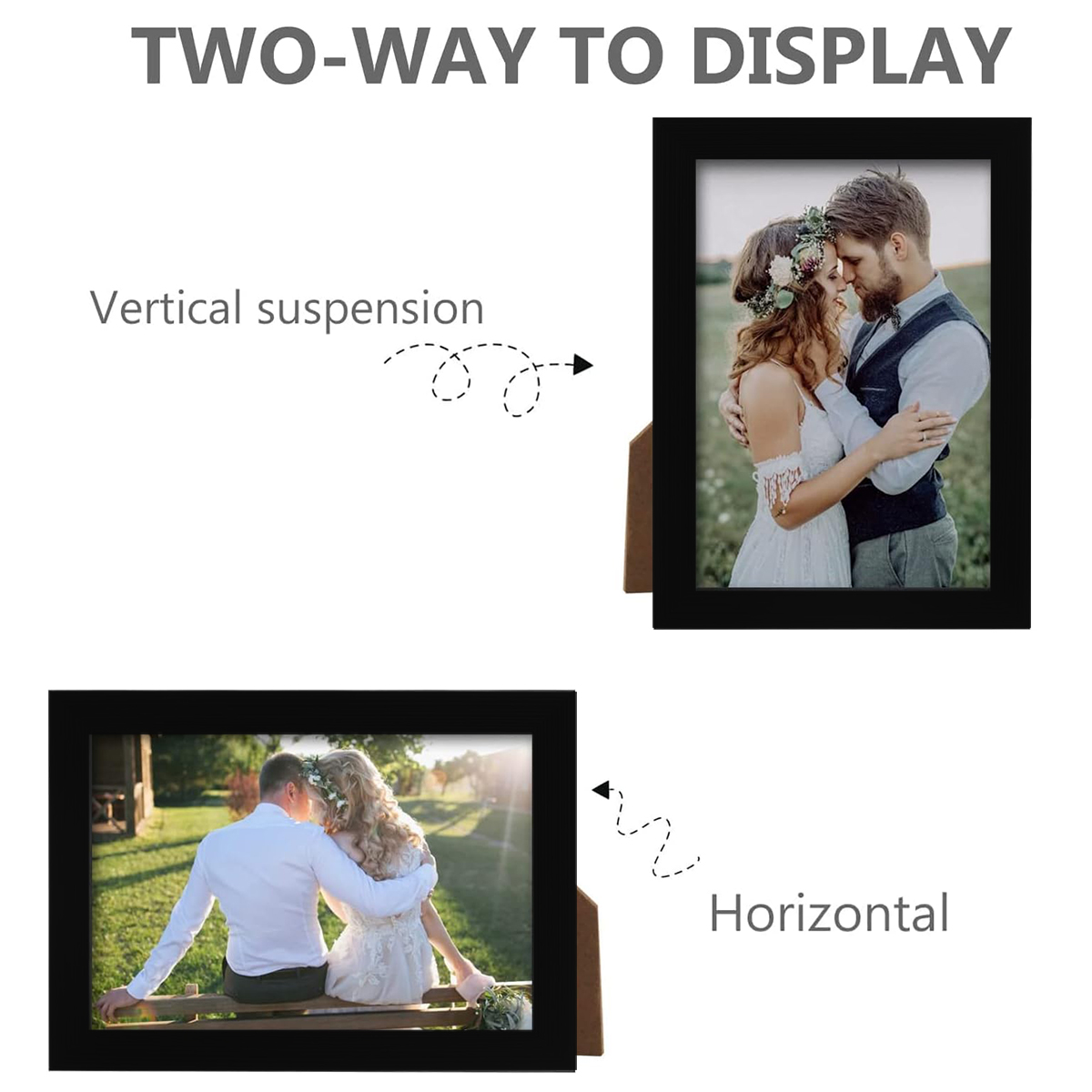 Lot de 2 cadres photo noirs en - Engraved Wood Frame avis et prix